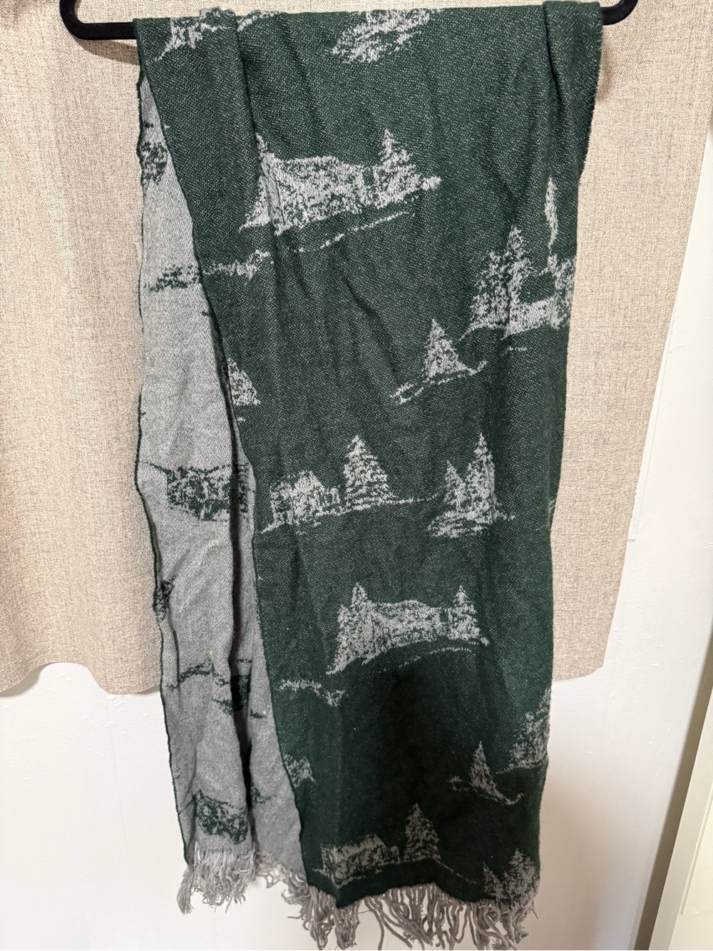 Forest Green Patterned Scarf